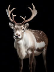 Reindeer Studio Shot Isolated on Clear Black Background, Generative AI