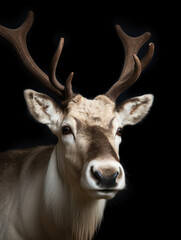 Naklejka na ściany i meble Reindeer Studio Shot Isolated on Clear Black Background, Generative AI