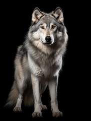 Fototapeta premium Wolf Studio Shot Isolated on Clear Black Background, Generative AI