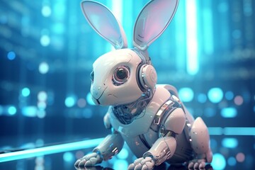 a futuristic rabbit coding. Generative AI