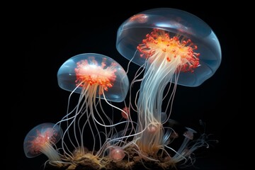 an organism resembling both a mushroom and a jellyfish. Generative AI