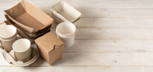 Packaging concept - selection of paper craft packaging on white