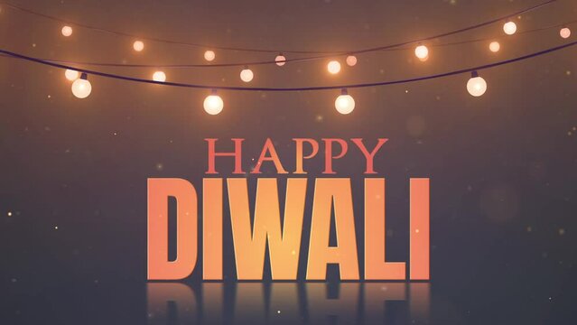 Motion graphic shot of Happy Diwali - an auspicious Day  Diwali greetings  company template. Illustration shot of an auspicious day - Diwali  Deepawali  festive background  oil-lit lamps  text  com...