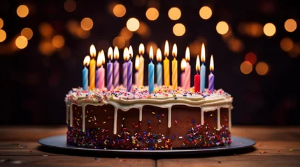 Fotobehang birthday cake with candle generated by AI © Zafar