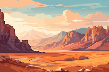 Tajikistan flat art landscape illustration