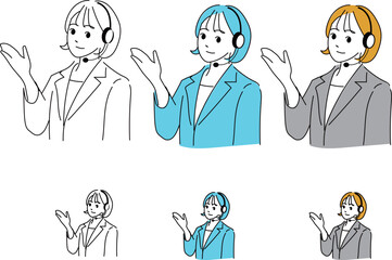 女性オペレーターの上半身のイラスト