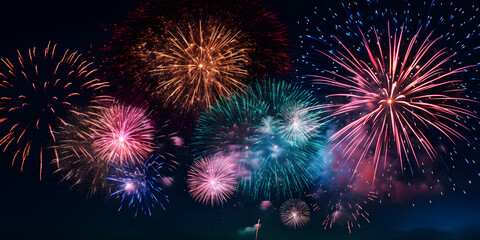 Fireworks Spectacular. Vibrant Fireworks Lighting up the Night Sky