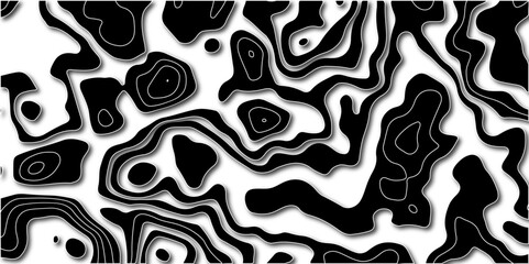Abstract counter paper cut geographic map design.  Geography terrain & scheme. Black & white topography swirl grid counter map with line mountain relief in transparent white background.