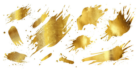 Gold spots liquid abstract ink isolated splashes