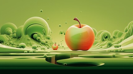 Green apple Crude natural product and vegetable foundations overhead point of view, portion of a set collection of sound natural new create