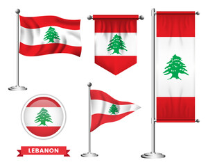 vector set of the national flag of lebanon in various creative designs