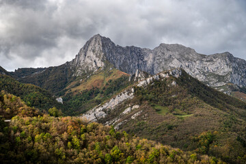 Fototapeta na wymiar Mountains of Ponga Natural Park in Asturias, Spain.