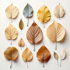 Autumn leaves separately on a white background