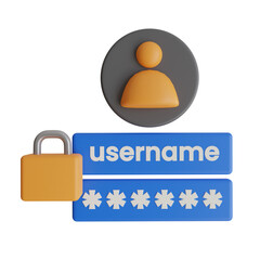 Login Security 3d illustration