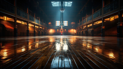 3D rendering of a basketball court