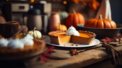 Pumpkin Pie Dessert Celebration Thanksgiving Occasion Concept