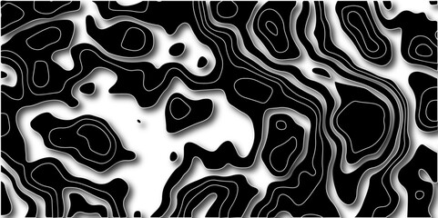 Abstract counter paper cut geographic map design.  Geography terrain & scheme. Black & white topography swirl grid counter map with line mountain relief in transparent white background.