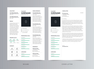Modern Professional Resume or CV and Cover Letter Template