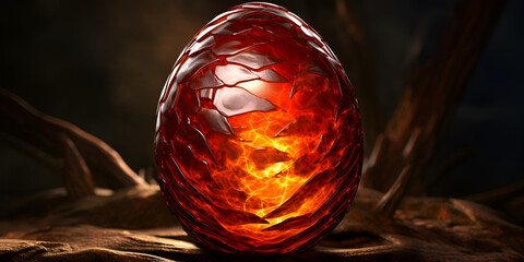 crystal ball in a glass A burning egg with the word fire on it Dragon Egg Vibrant digital illustrations showcasing artistic creativity and imagination, generative AI
 - obrazy, fototapety, plakaty
