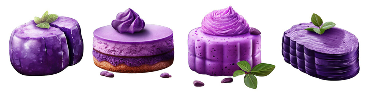 Ube (Purple Yam) Dessert Clipart Collection, Vector, Icons Isolated On Transparent Background