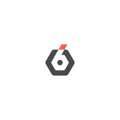 hexagonal number 6 logo design 