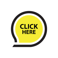 click here sign on white background	