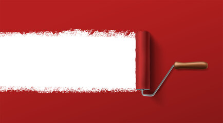 Vector design banner with red paint ruler and copy space for your text. - obrazy, fototapety, plakaty