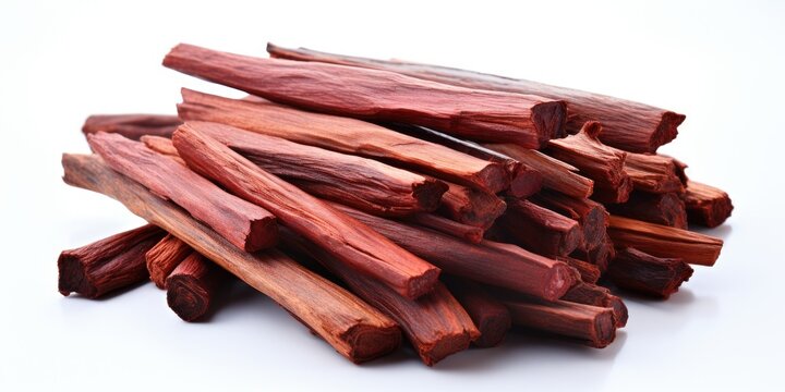 Side view of isolated sandalwood sticks white background. Generative AI