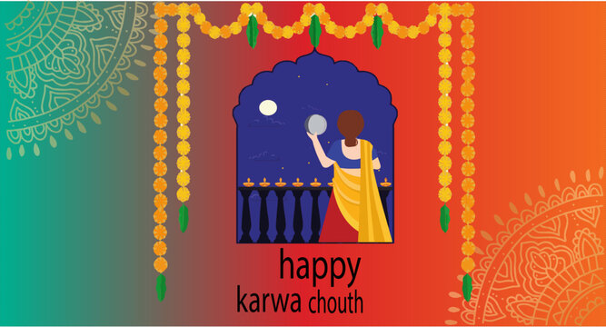 Happy Karwa Chauth Vector Image 