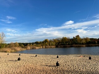 Opole, Krasiejow, Poland, natural lake, quarry, beautiful nature, autumn weather,