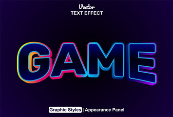 blue game text effect with a modern, editable style.