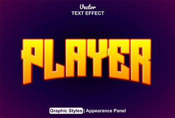 orange player text effect with comic style and editable.