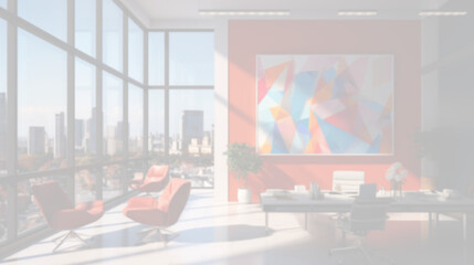 Interior of a modern colorful office, blurred, background, AI-generative