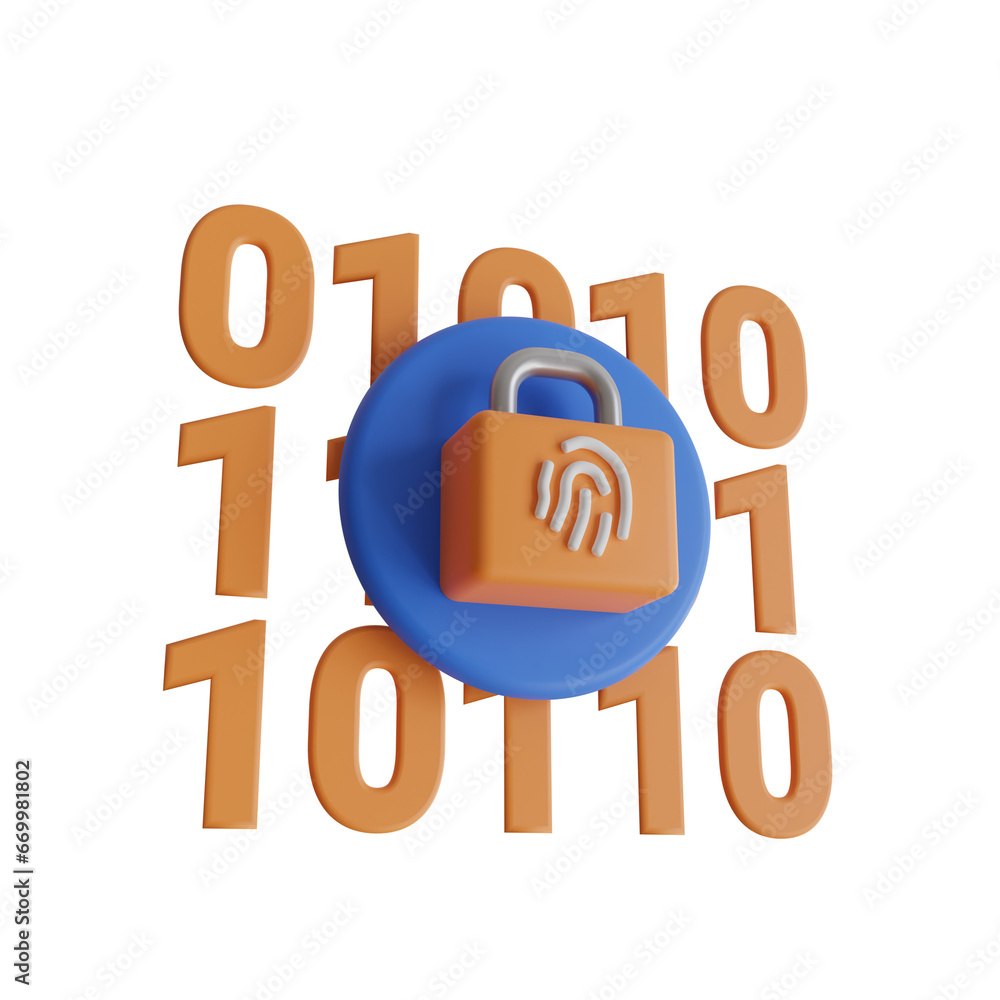Poster encrypted binary code 3d illustration