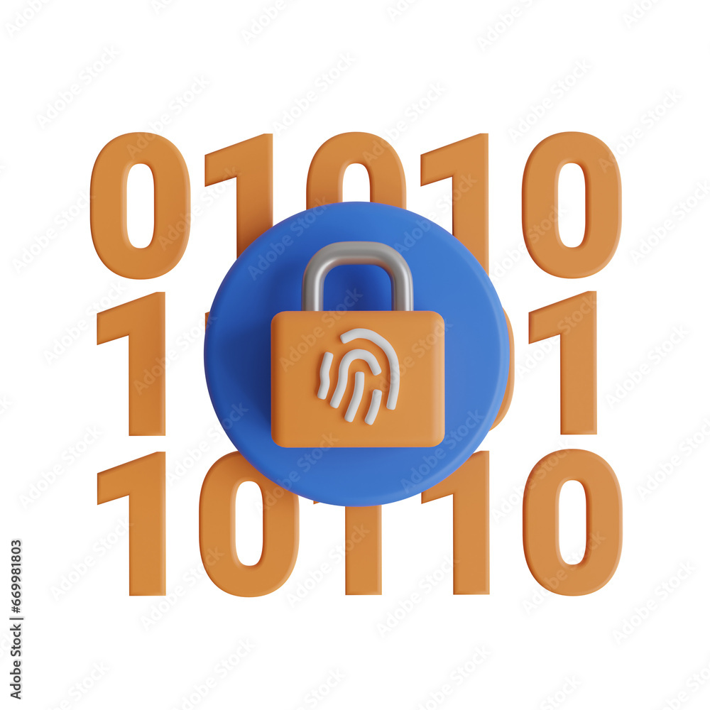 Poster encrypted binary code 3d illustration