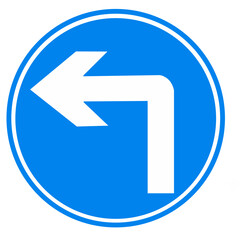 turn left ahead sign