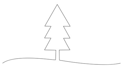 Continuous line drawing of christmas tree icon. Vector illustration.