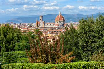 Fototapeta premium Santa Maria del Fiore cathedral (Duomo) over city center, Florence, Italy