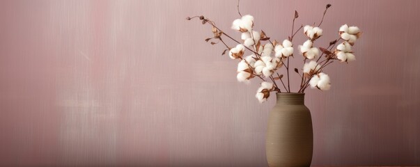 vase with soft cotton on clean background indoor