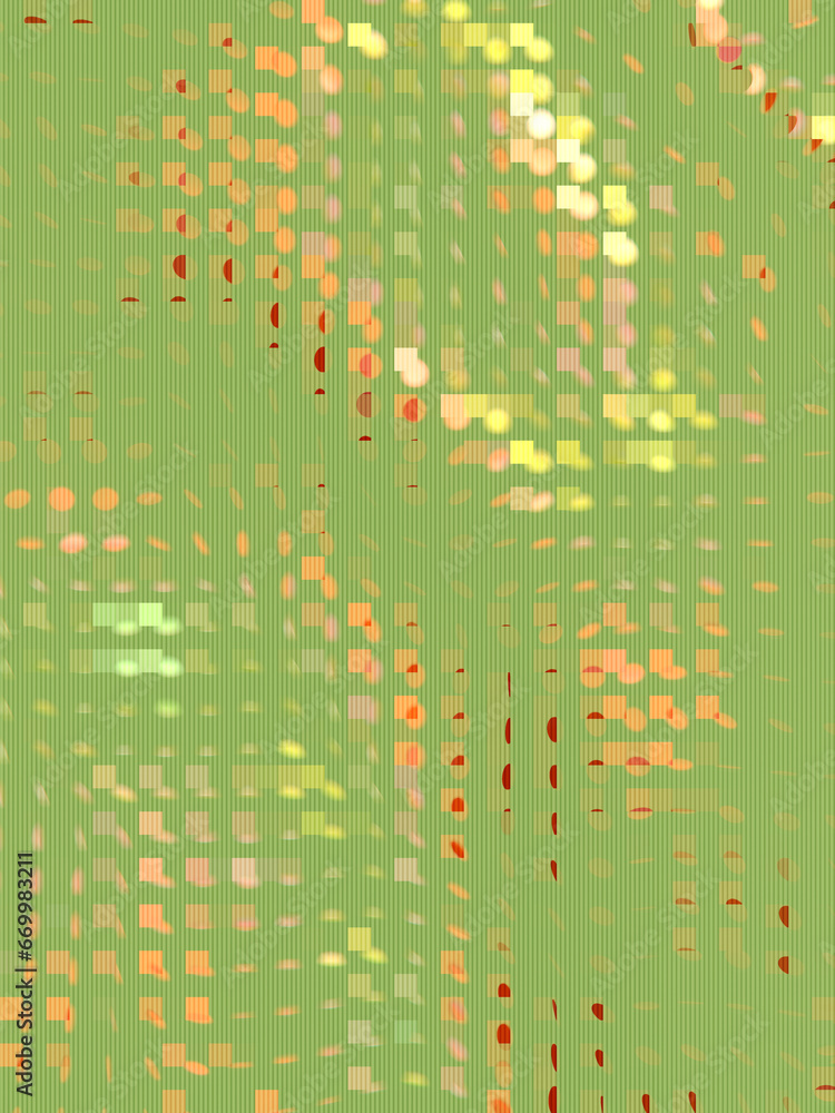 Aufkleber Abstract wave digital illustration of a pattern of shapes on a light green background. 3d rendering