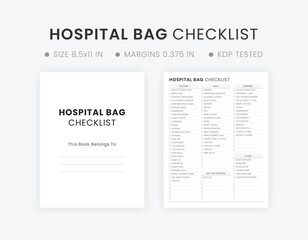 Editable Hospital Bag Checklist Template Printable for Labor and Delivery