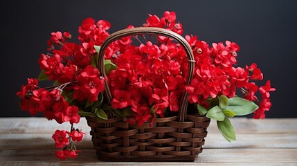 red tulips in a basket  generated by AI