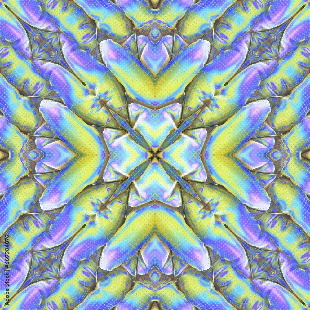 Poster Neon colored background of filled with air metallized cylinders. 3d rendering pattern. Digital illustration