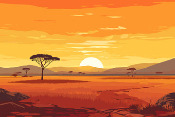 Tanzania flat art landscape illustration