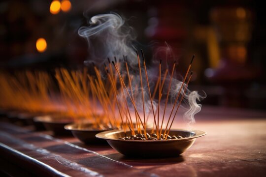 incense burning in a hindu temple