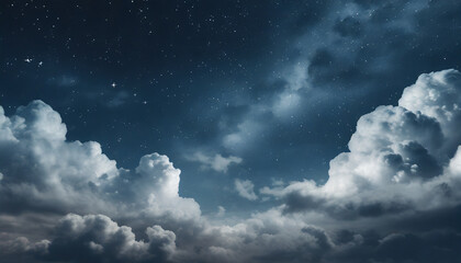 Naklejka na ściany i meble dark night sky starry cumulus cloudscape phone hd wallpaper ai generated
