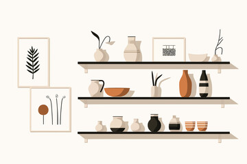 Minimalist Home Decor in a Limited Color Palette isolated vector style illustration