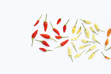 Fresh chili peppers on white background