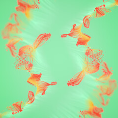 Fototapeta na wymiar 3d rendering background includes colorful orange organic growing lines. Digital illustration