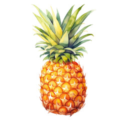 Watercolor pineapple. Generative AI, png image.